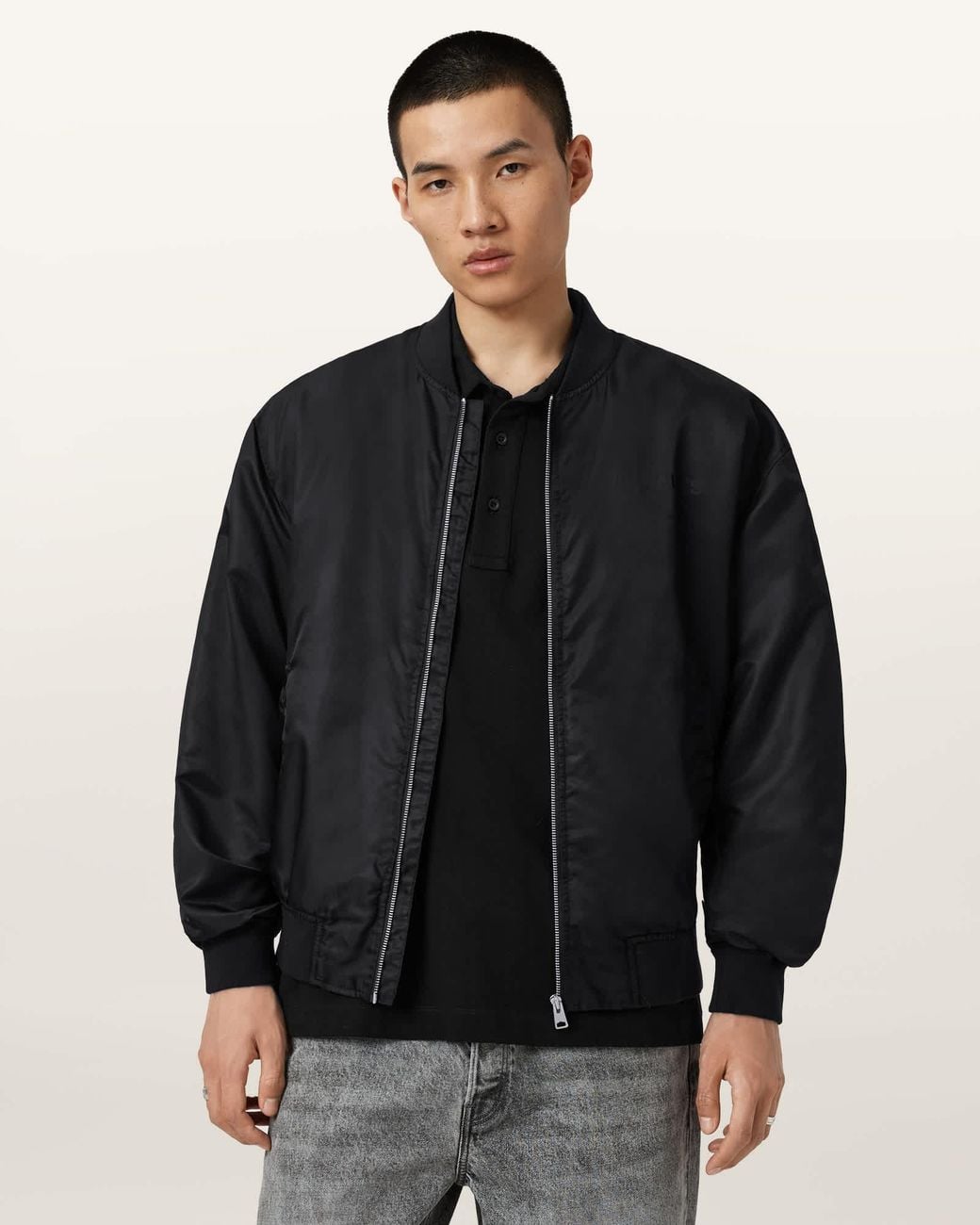 AllSaints Black Future Bomber Jacket for men