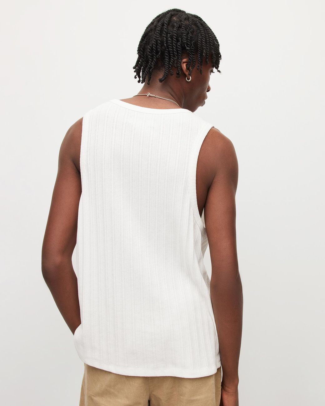 AllSaints Madison Scoop Neck Textured Vest Top in White for Men | Lyst