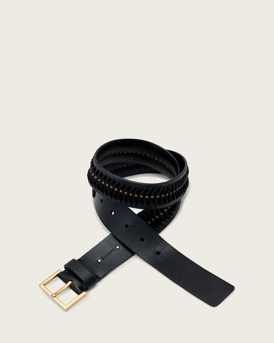 AllSaints Black Nora Leather Studded Belt