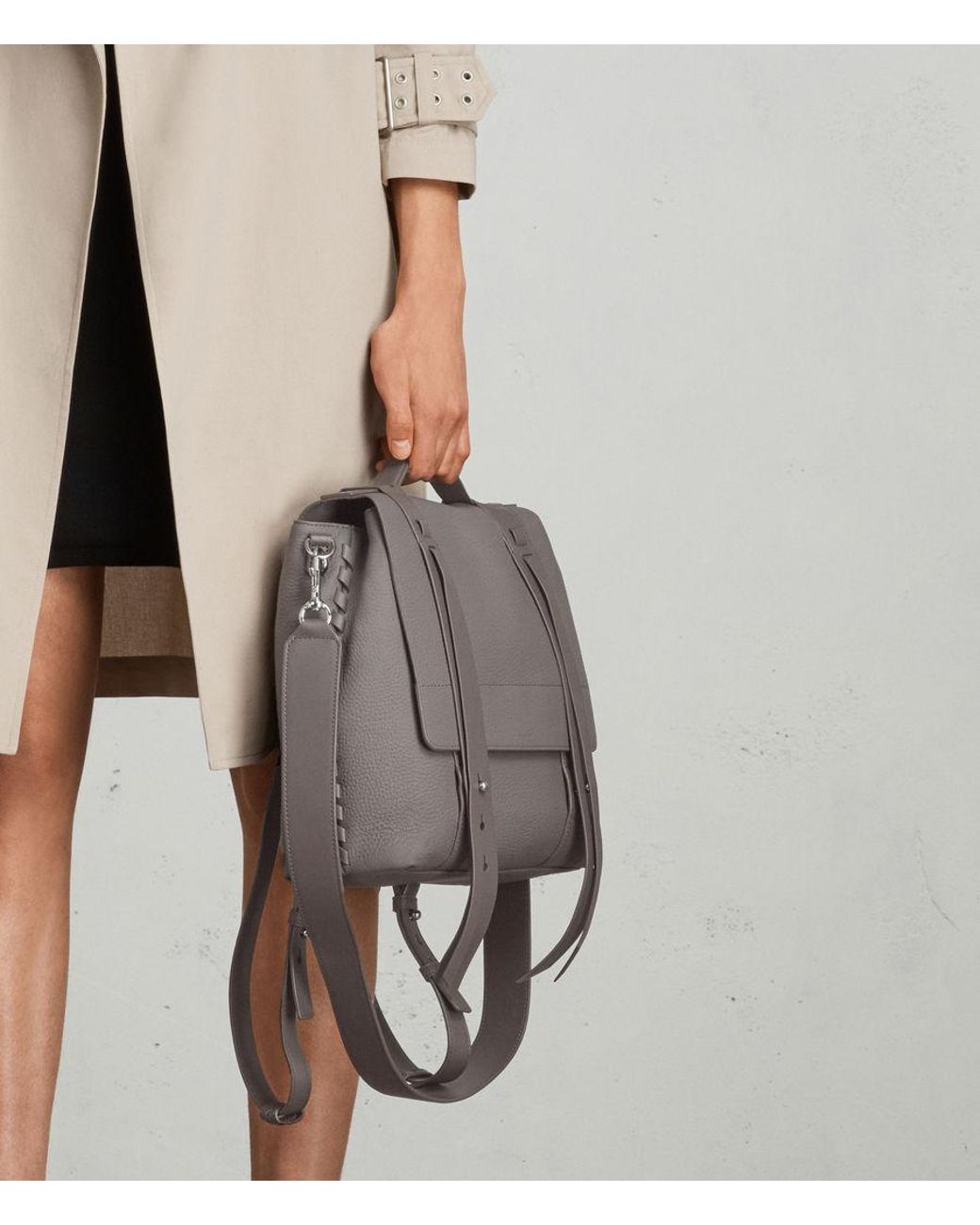 AllSaints Finlea Leather Backpack in Grey Lyst UK