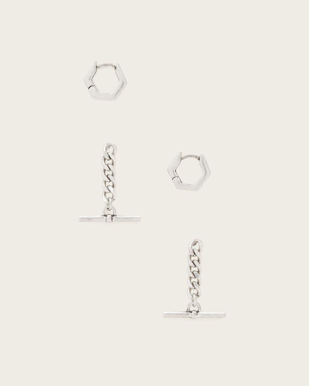 AllSaints Natural Fern Multi Chain Earring Set