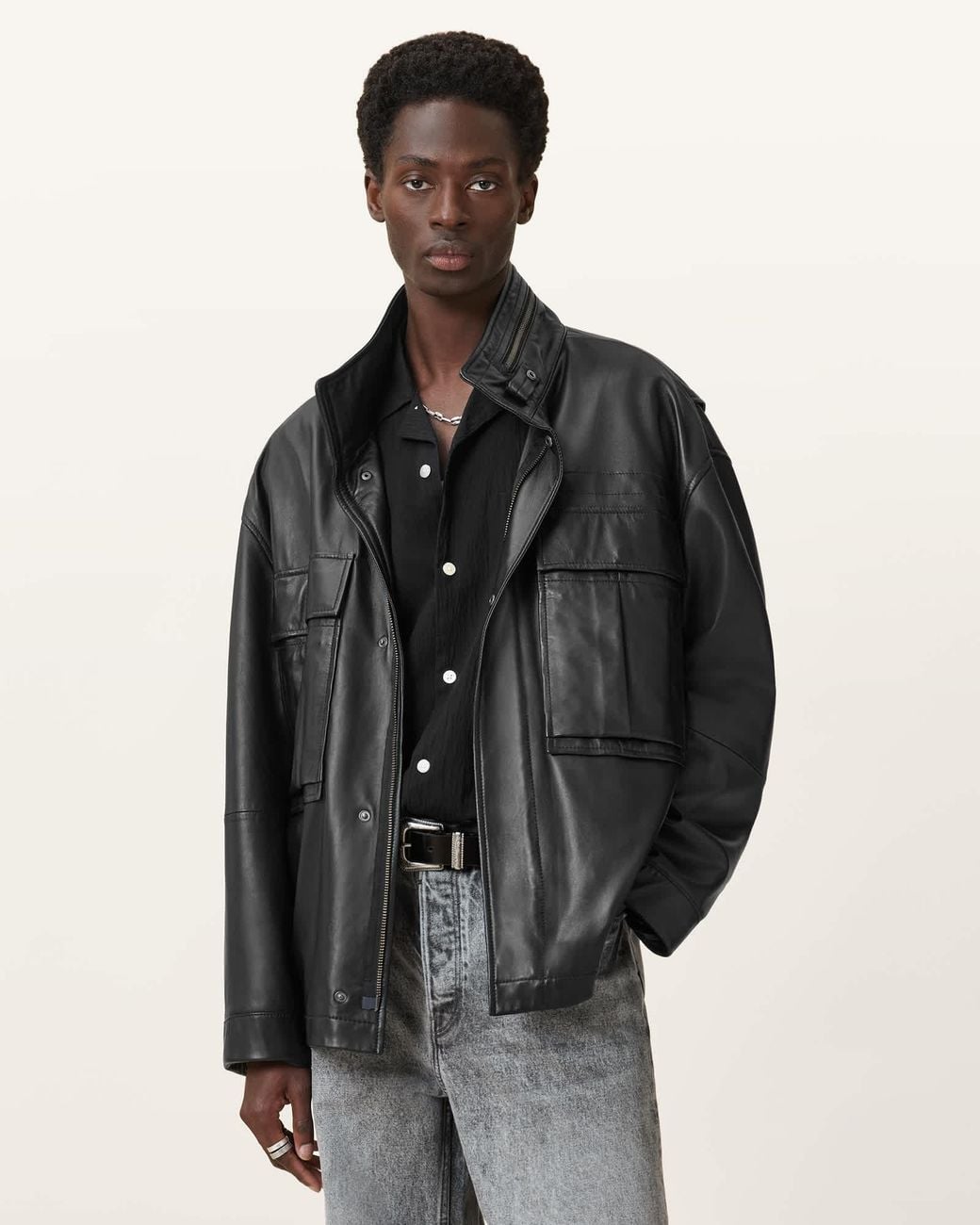 AllSaints Black Allsaints Halton Jacket for men