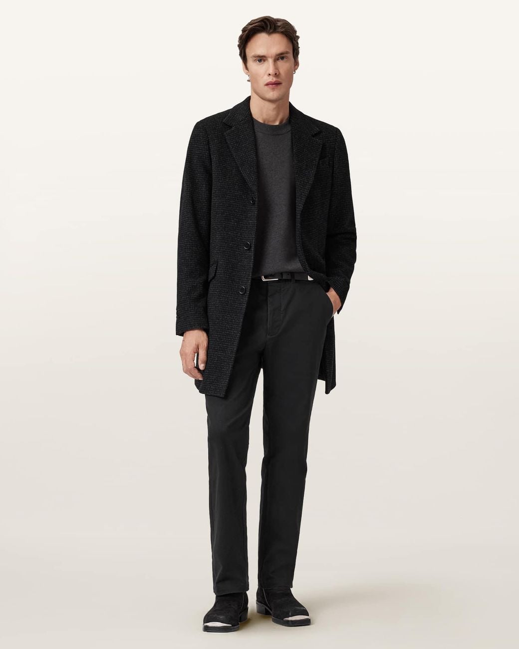 AllSaints Black Beckley Slim Fit Chinos for men