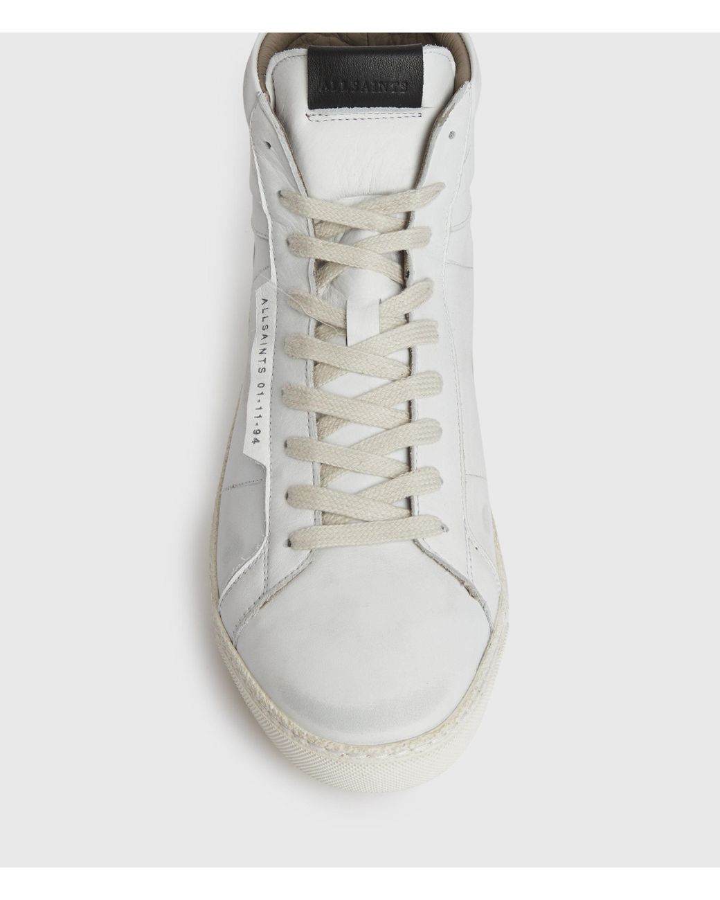 AllSaints Miles High Top Leather Trainers in White for Men  display picture 3