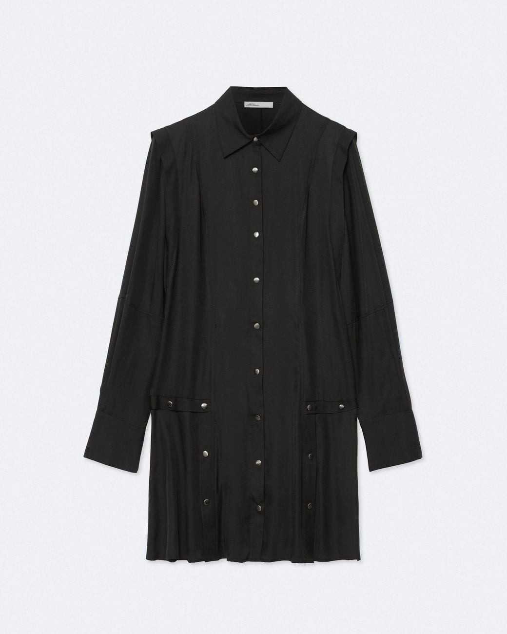 AllSaints Black Artemis Silk-Blend Mini Shirt Dress