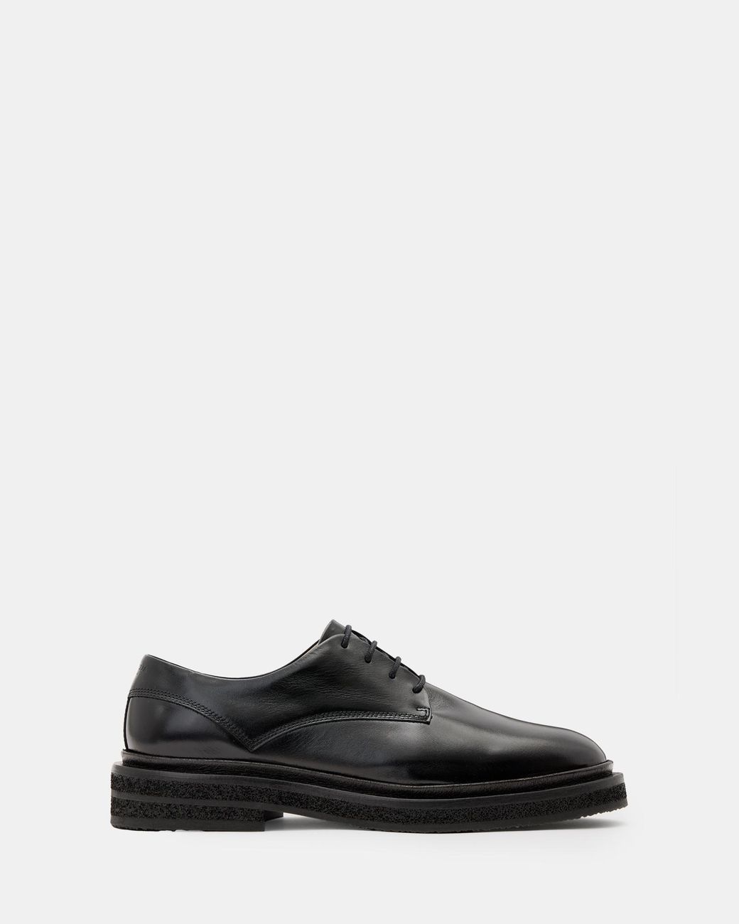 AllSaints Escher Leather Lace Up Shoes Shine in Black Lyst UK