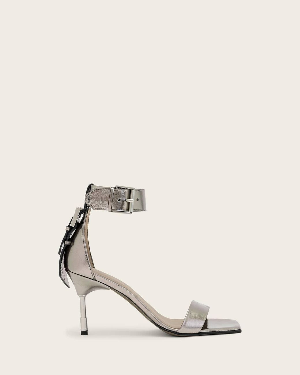AllSaints Natural Noir Leather Sandals
