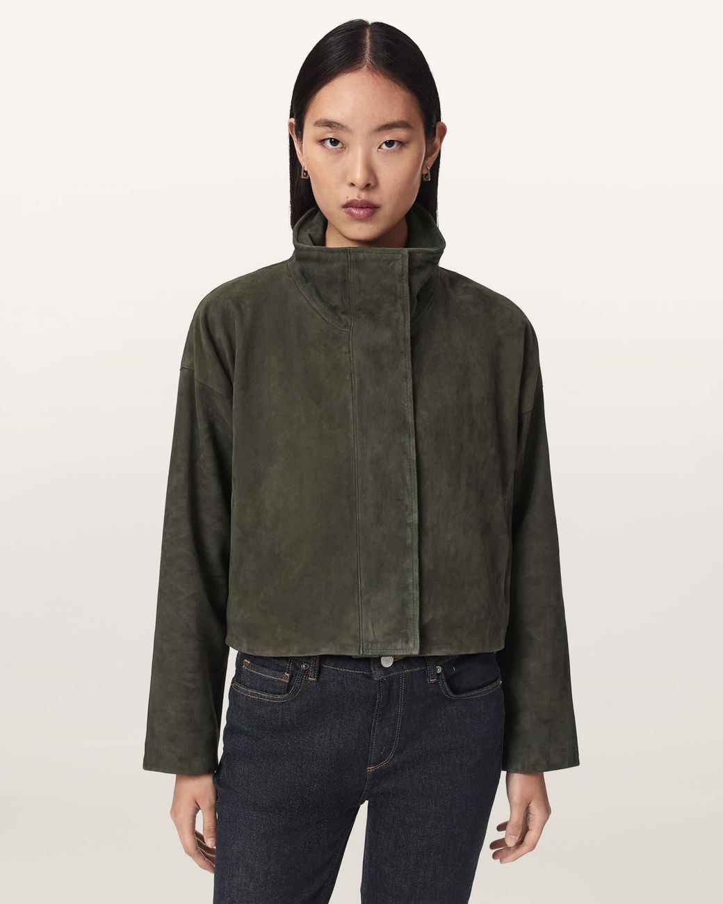 AllSaints Green Ryder Suede Jacket