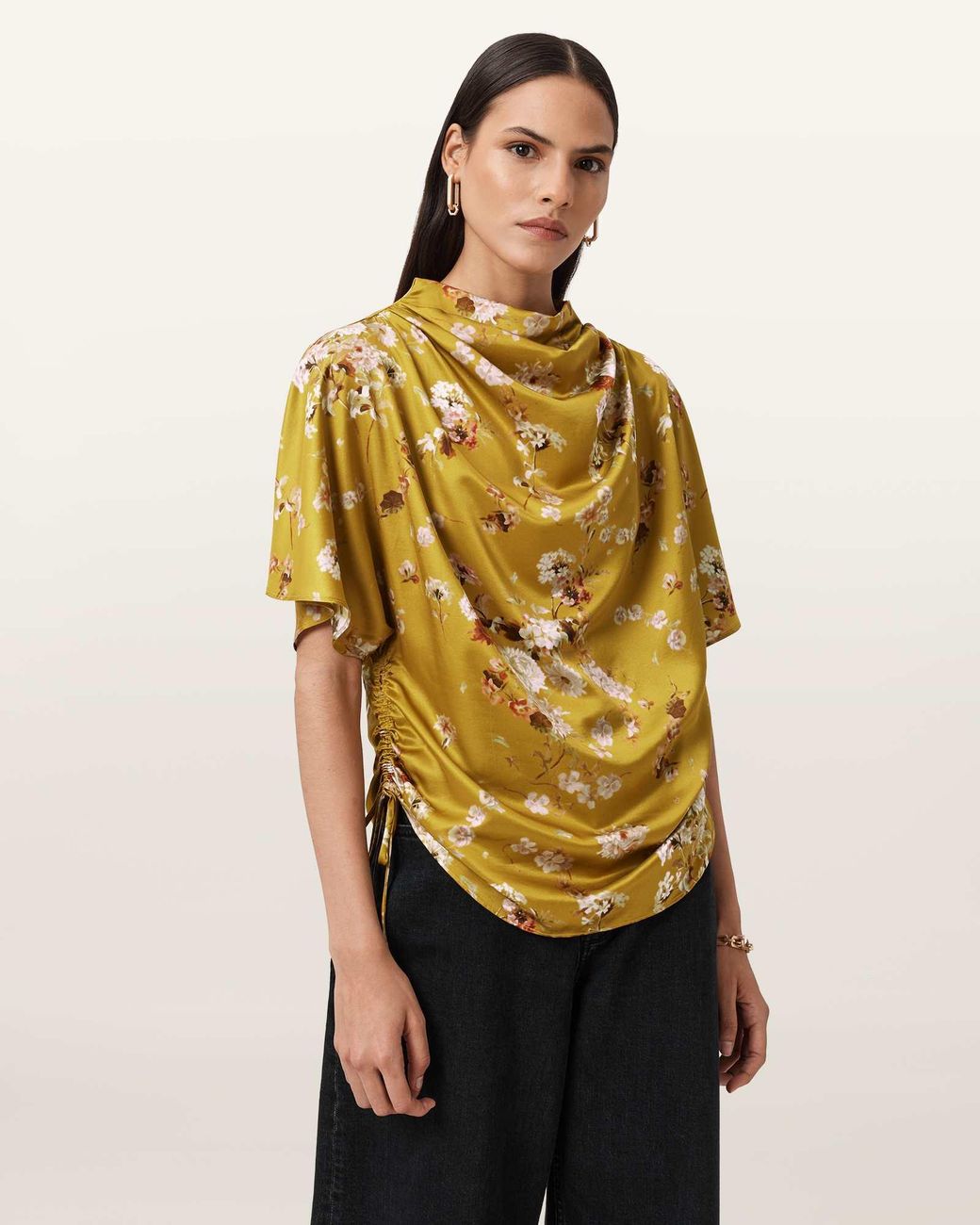 AllSaints Multicolor Leslie Draped Satin Top