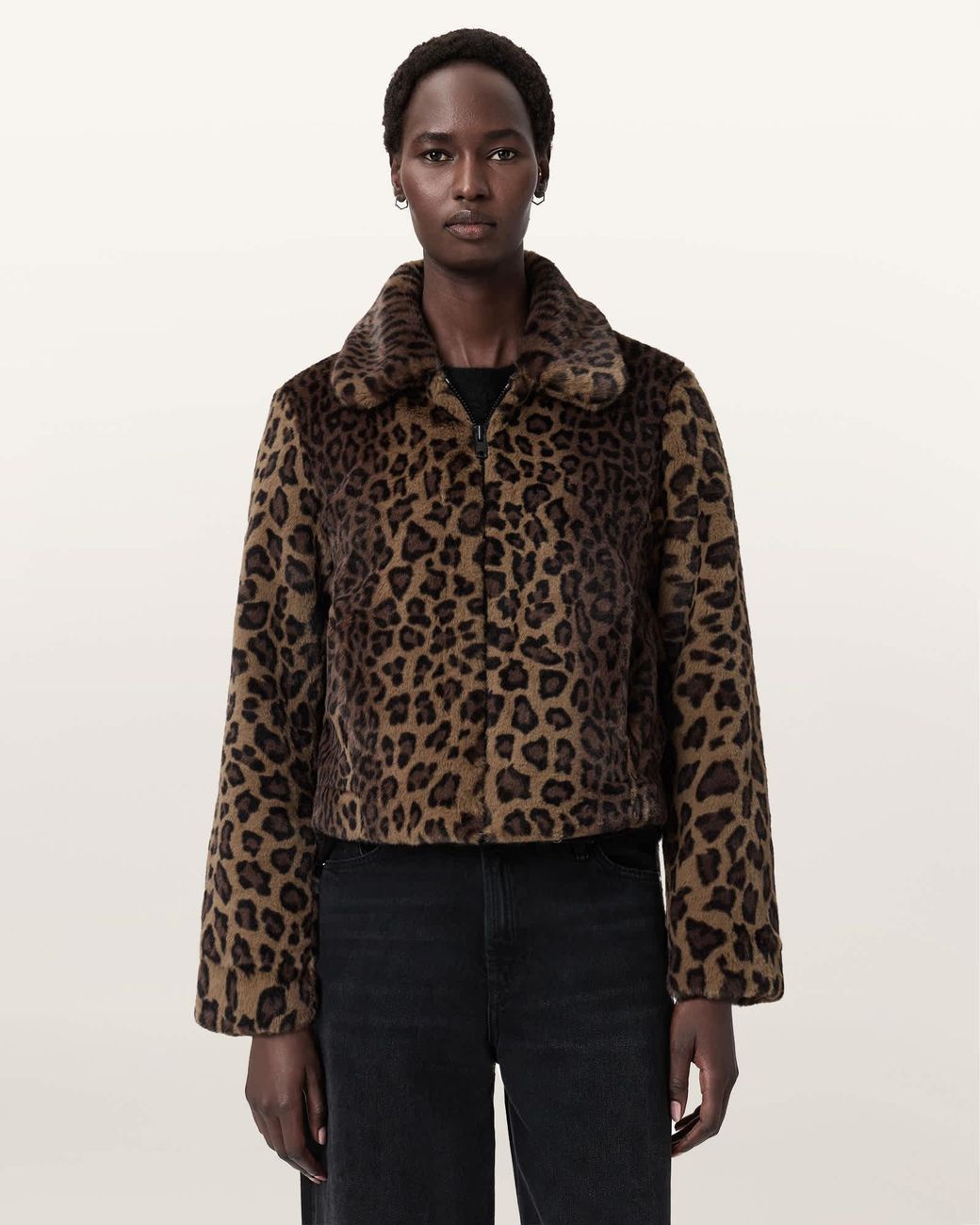 AllSaints Brown Saye Faux Fur Jacket