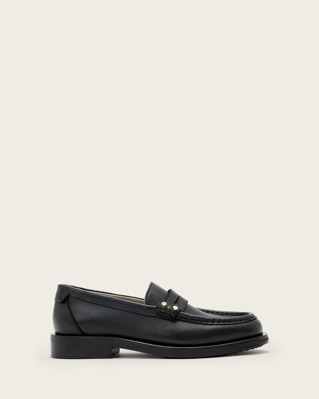 AllSaints White Bloom Leather Stud Loafers