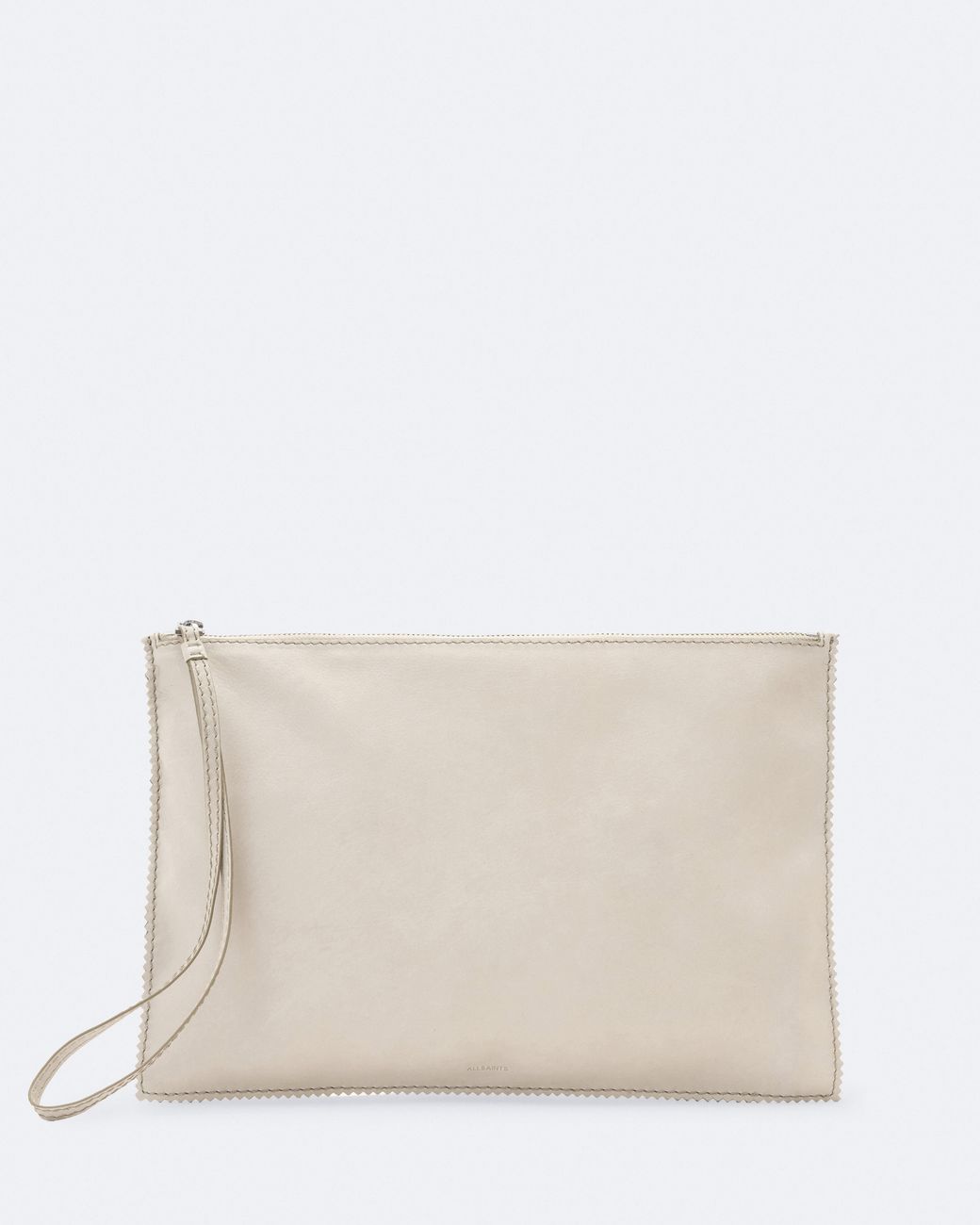 AllSaints Natural Siloh Pinked-Edge Large Leather Pouch
