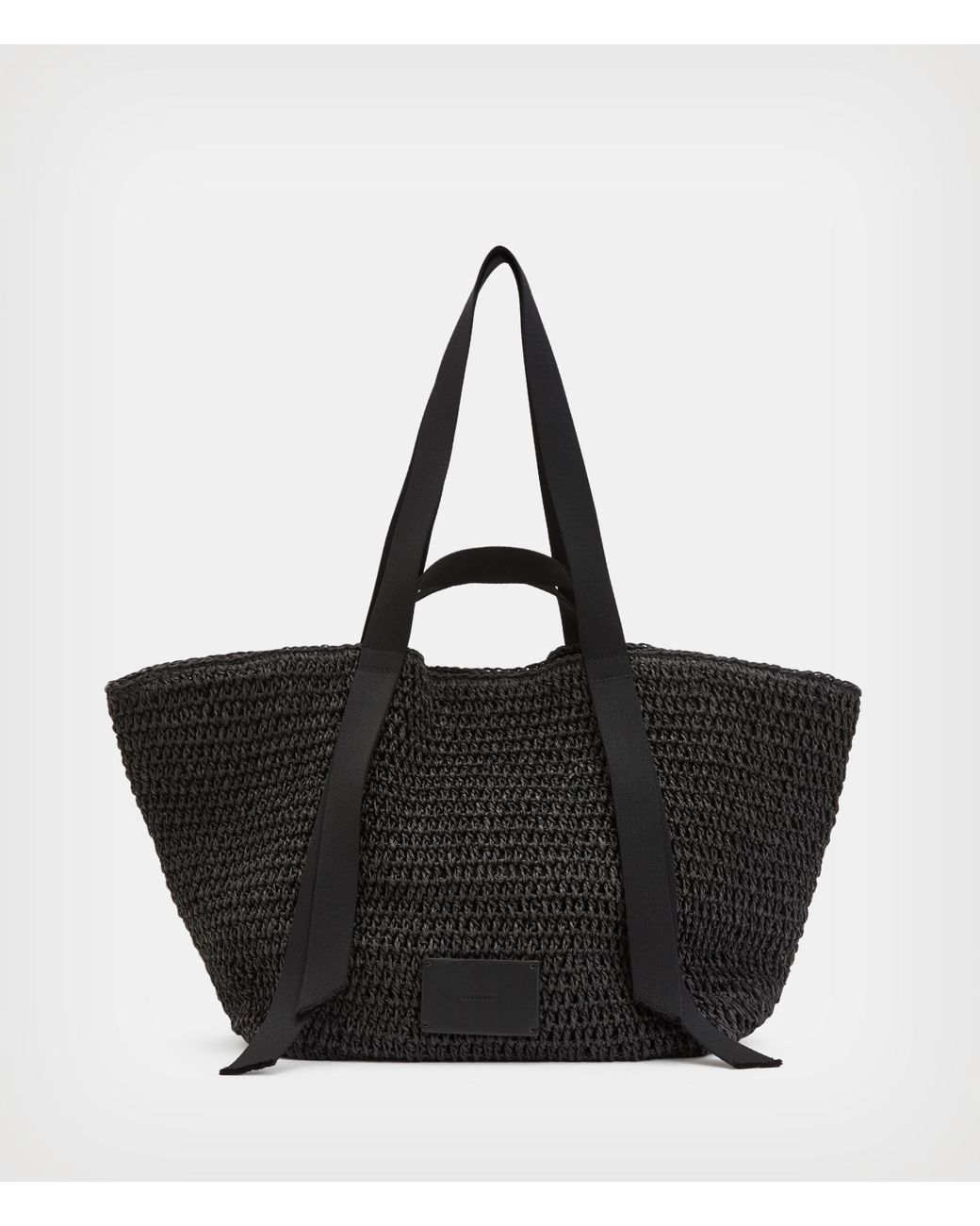 AllSaints Women's Jacqueline Straw Tote Bag in Black | Lyst