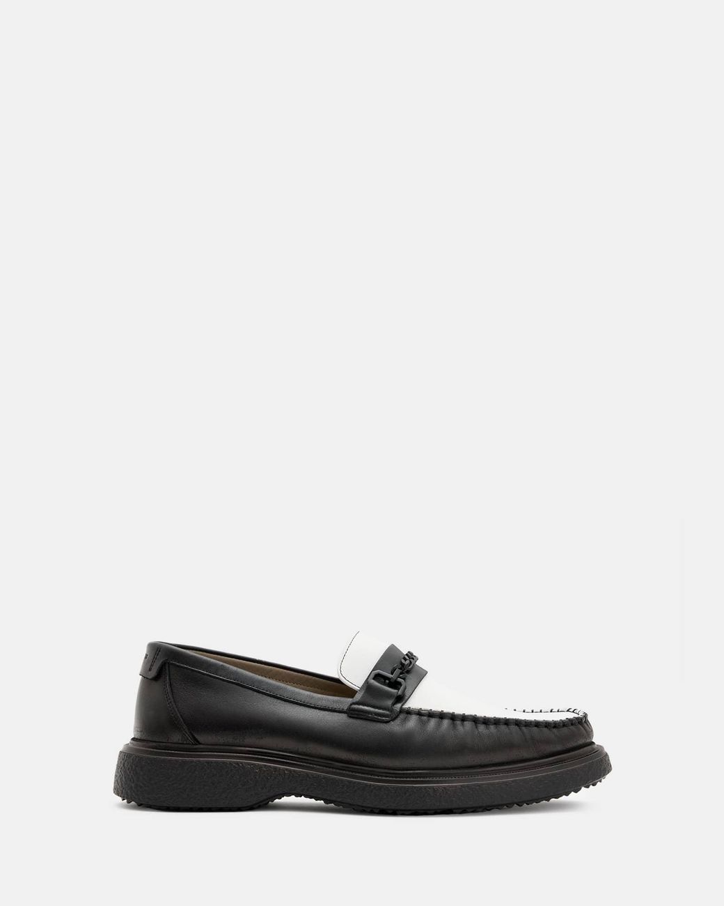 AllSaints White Gibbs Leather Chain Loafers Shoes for men