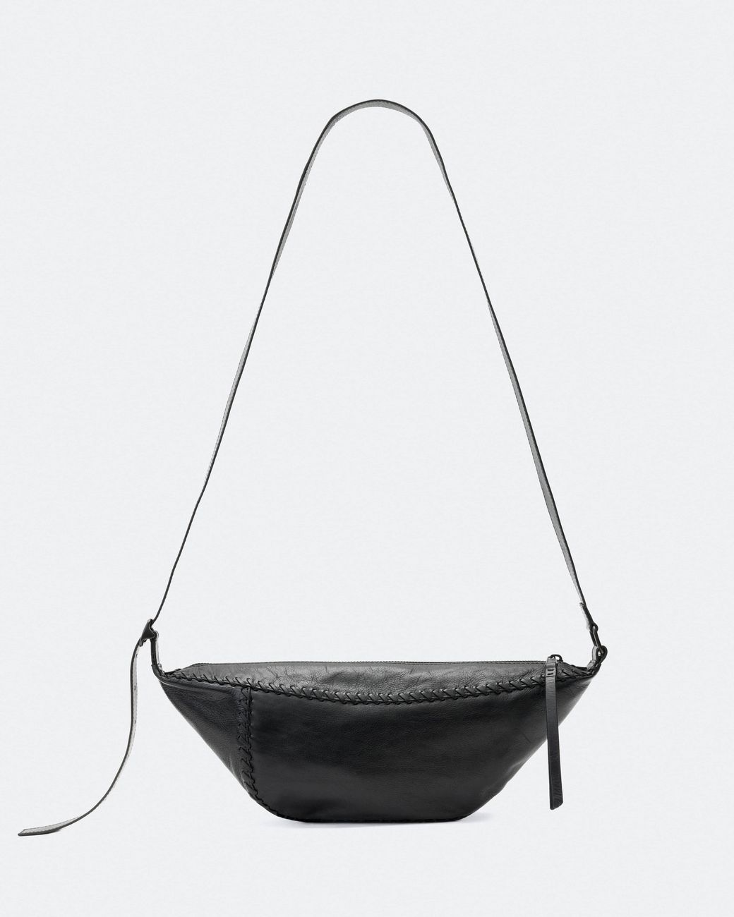 AllSaints White Esme Whipstitch Leather Crossbody Bag