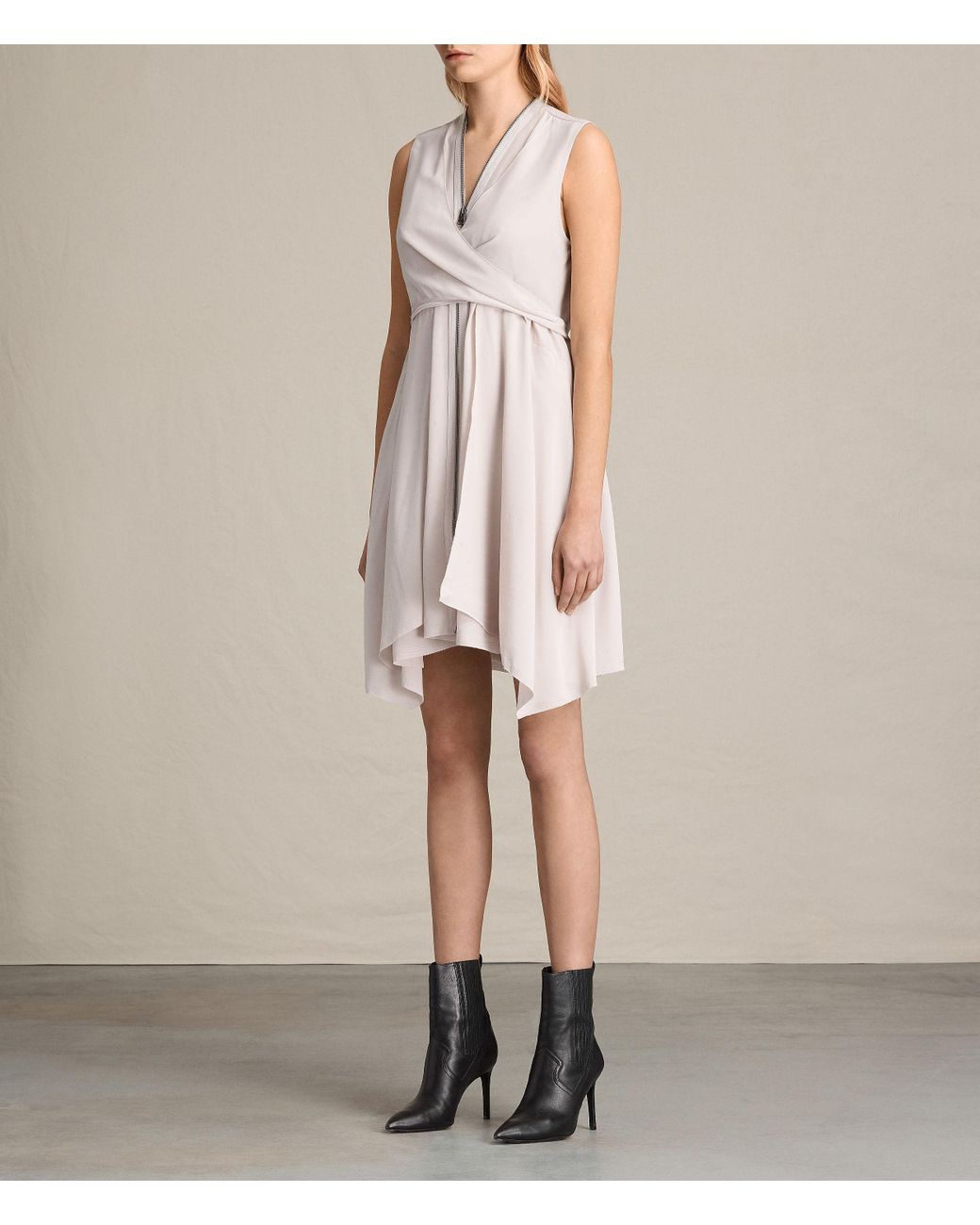 AllSaints Jayda Silk Dress in Pink Lyst UK