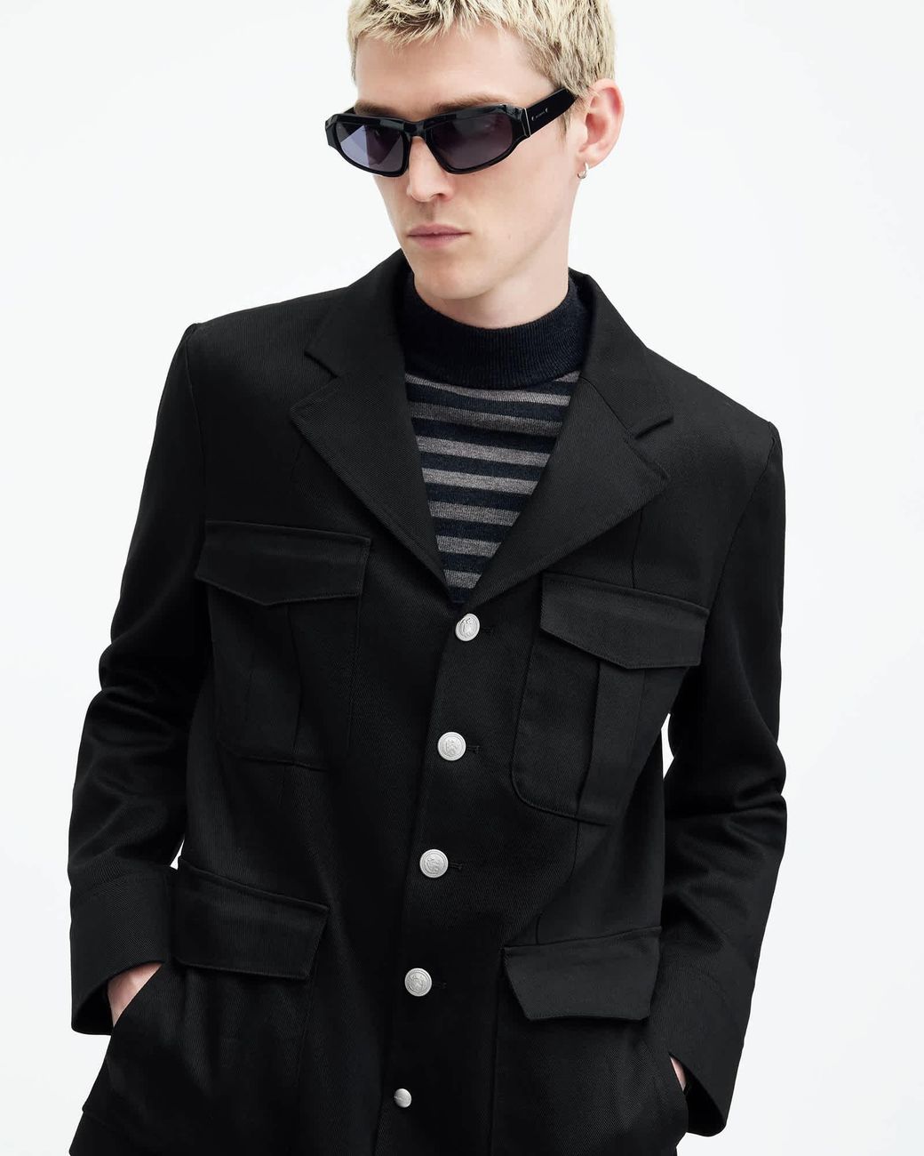 AllSaints Black Eldon Slim Fit Jacket for men