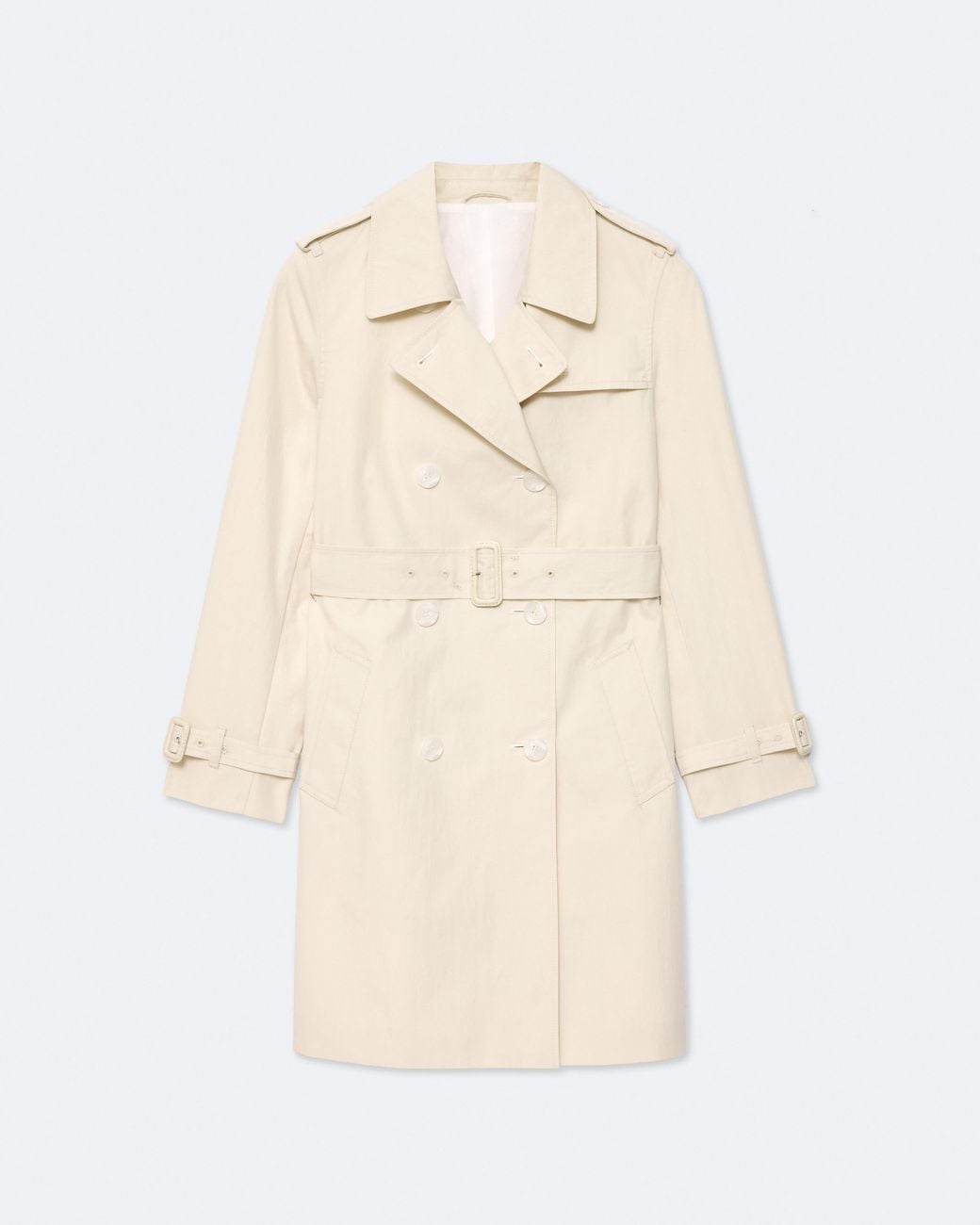 AllSaints Natural Leonard Double-Breasted Cotton Trench Coat