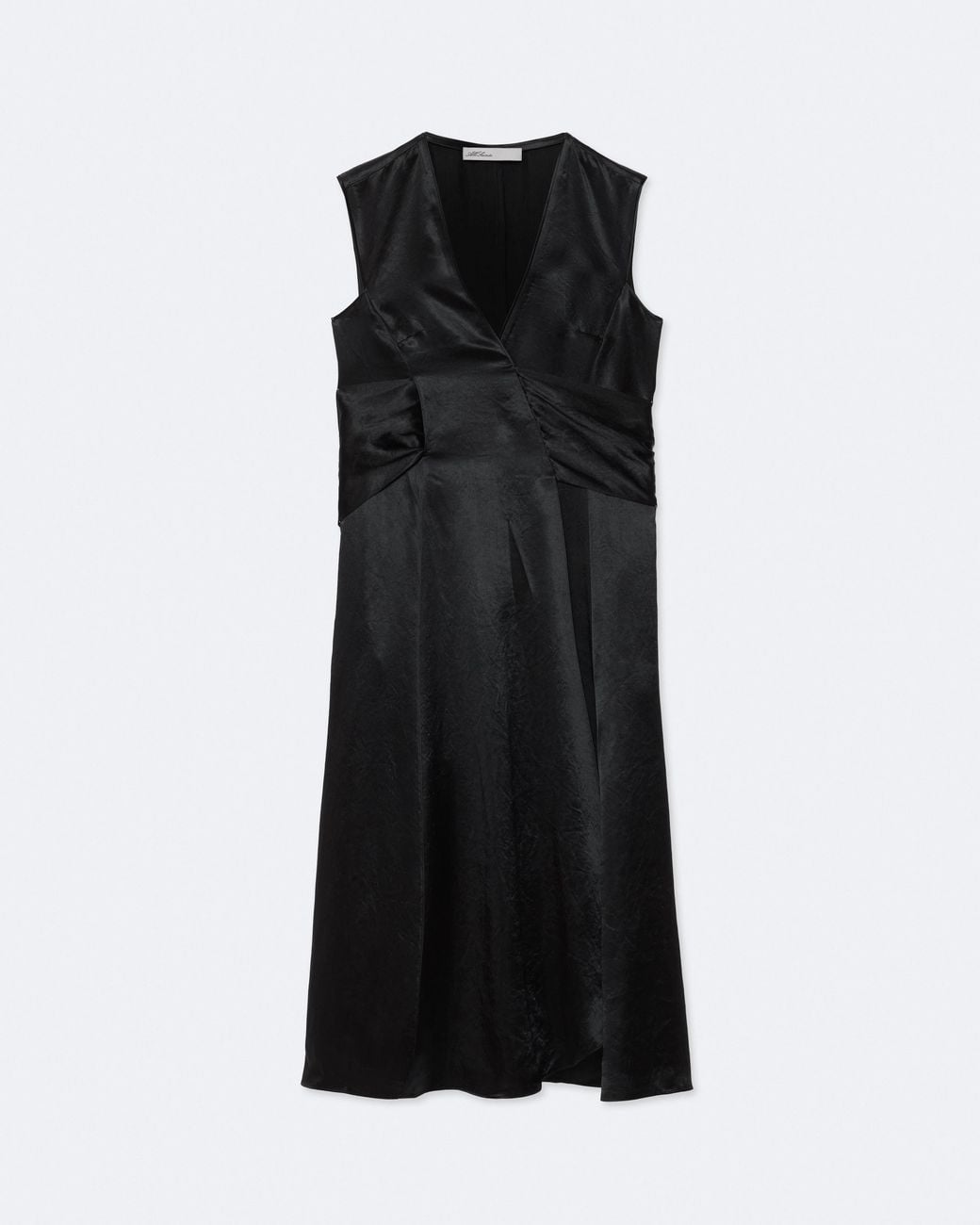 AllSaints Black Jeanne Wrap Midi Dress