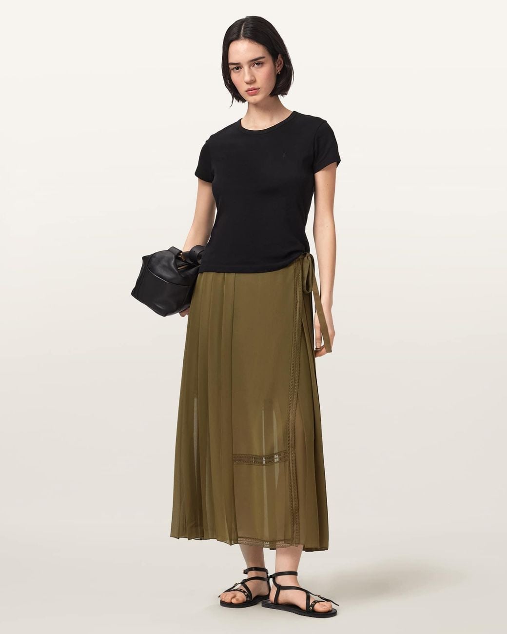 AllSaints Multicolor Polyester Clover Wrap Maxi Skirt, /Us 2