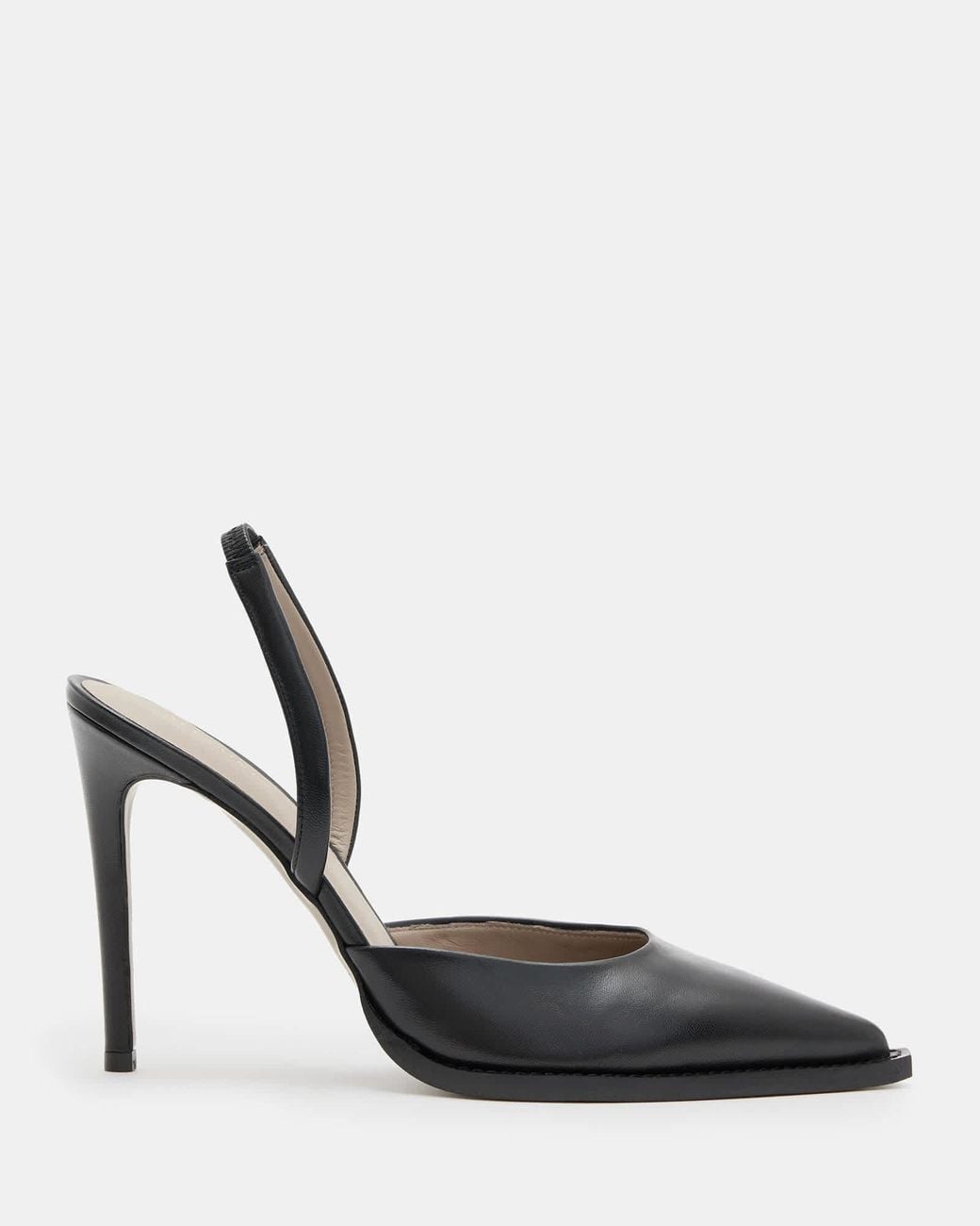 AllSaints Black Lily Leather Slingback Heels,