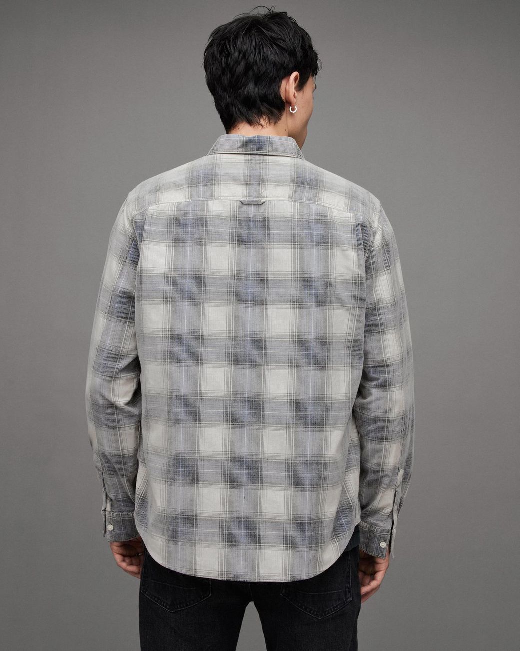 AllSaints Galdana Checked Ramskull Shirt in Grey for Men | Lyst Canada