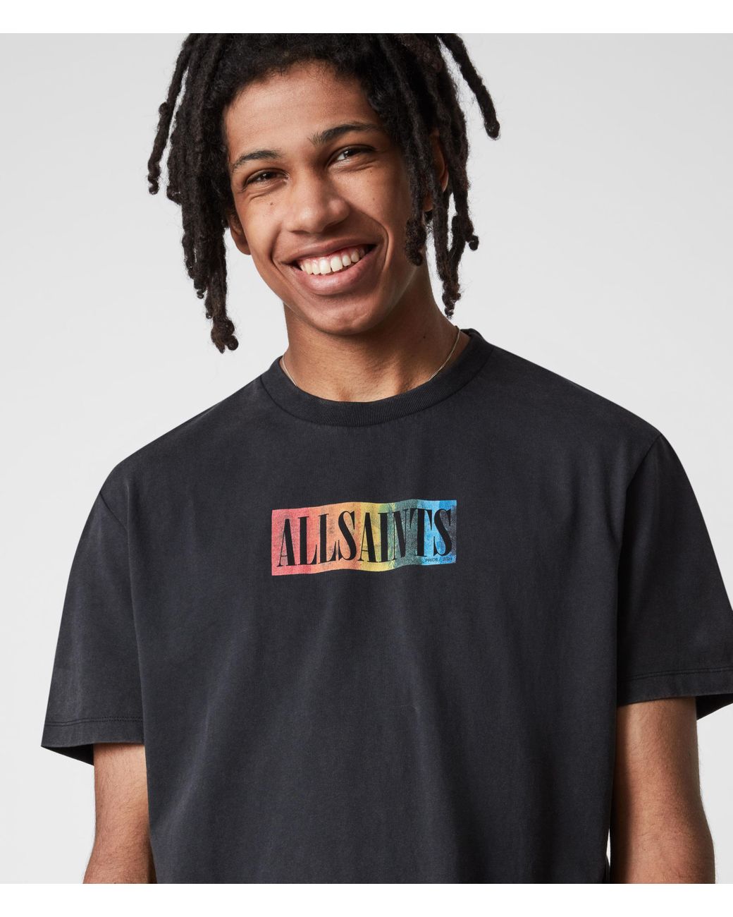 AllSaints Pride Ss Crew Mens in Black 