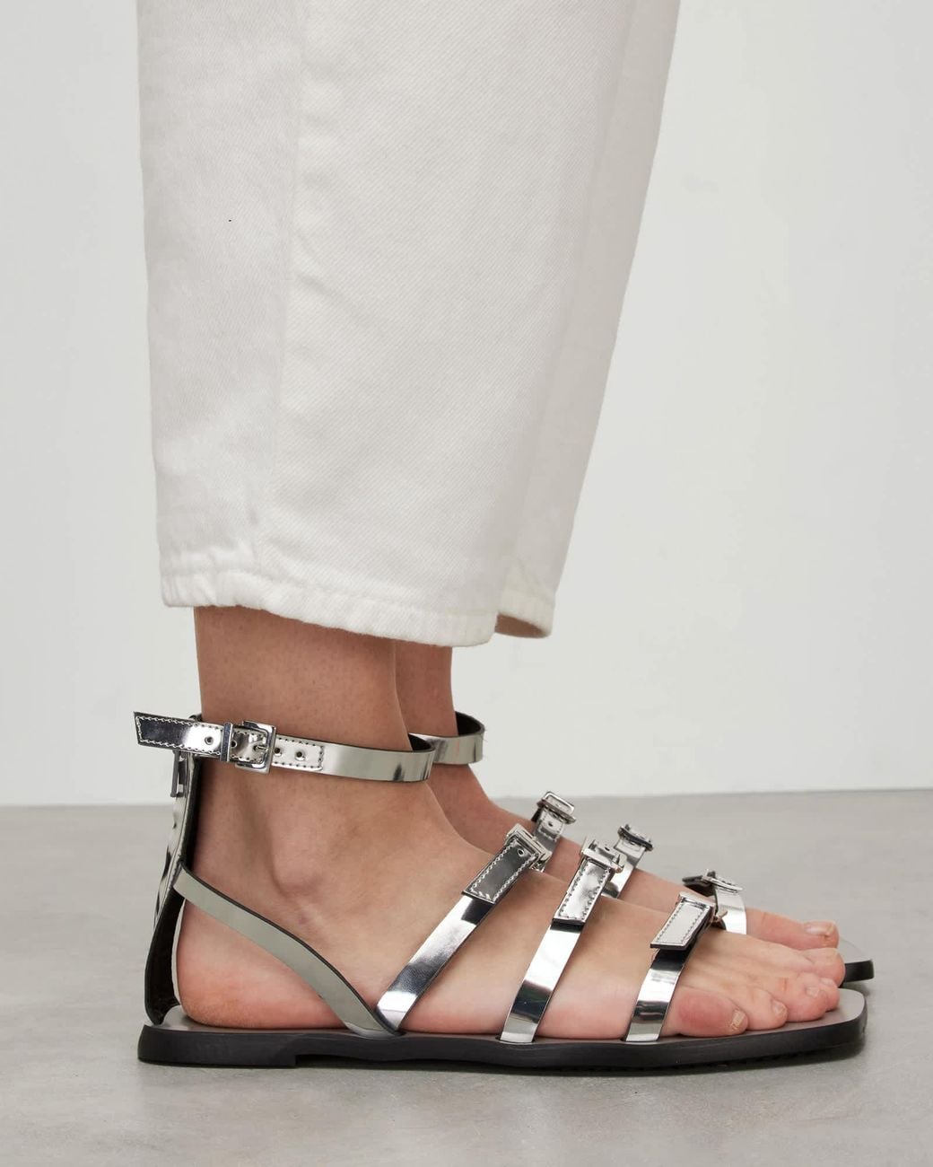 AllSaints Multicolor Lore Metallic Leather Gladiator Sandals