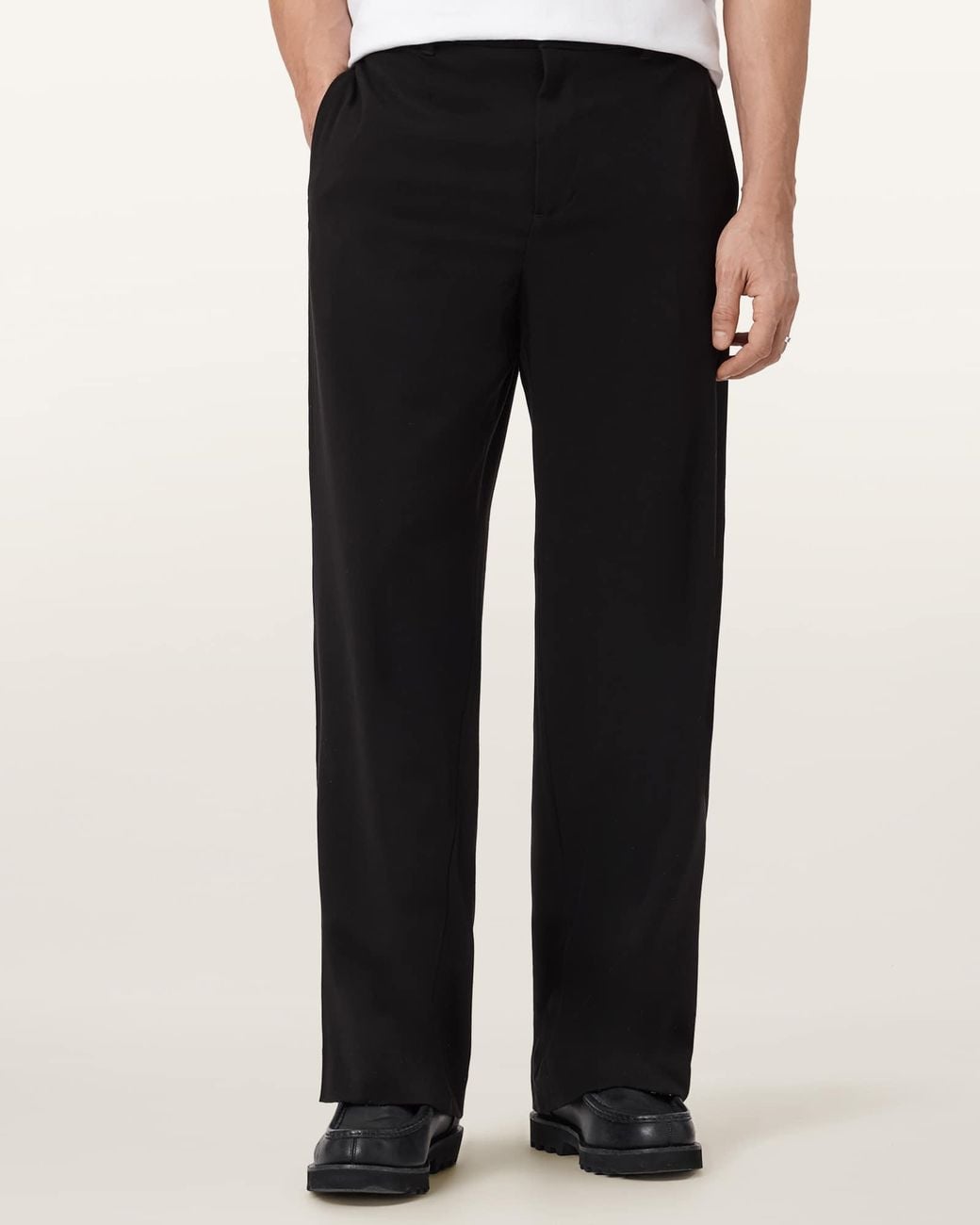 AllSaints Black Halla Wide Leg Pants for men