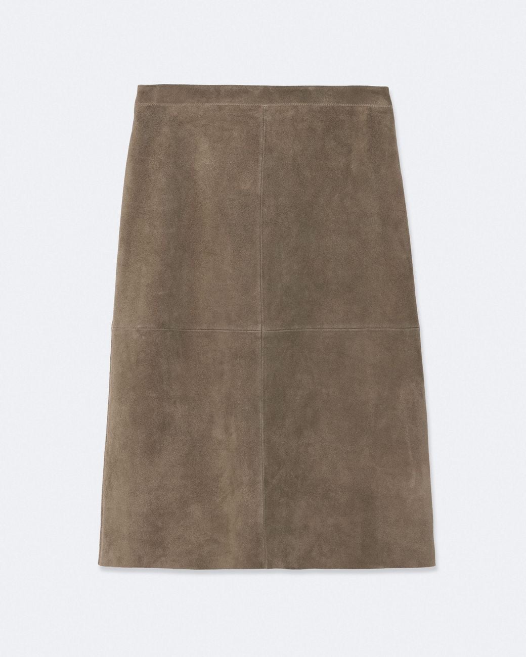 AllSaints Natural Olivia Suede Midi Pencil Skirt