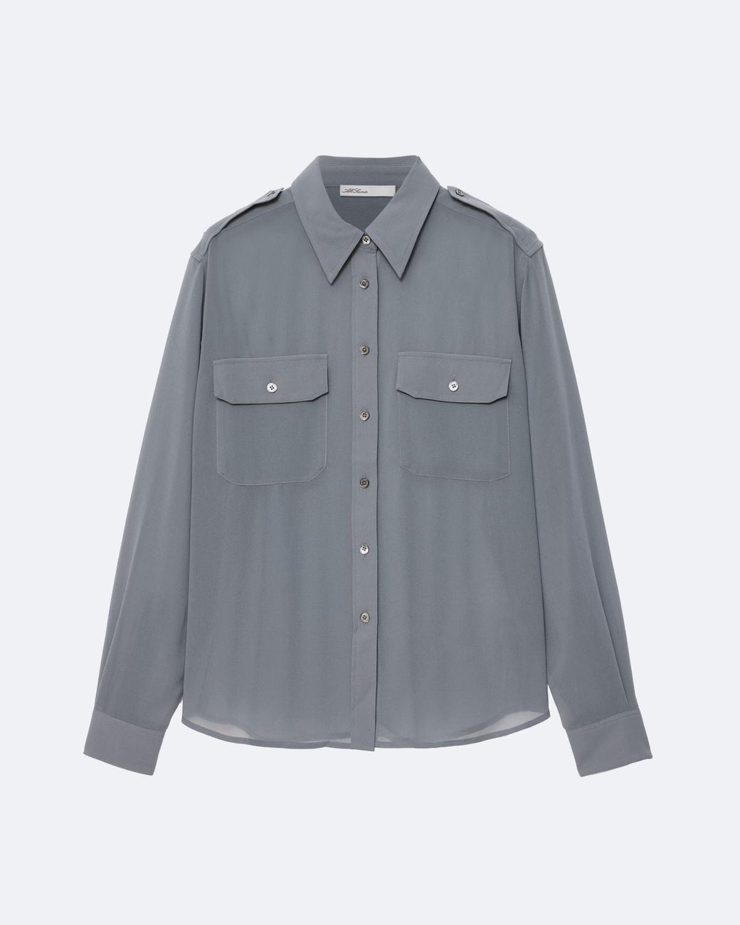 AllSaints Gray Maven Relaxed-Fit Military Shirt