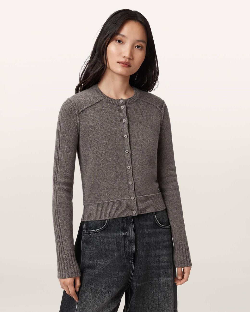 AllSaints Gray Ester Cashmere Cardigan