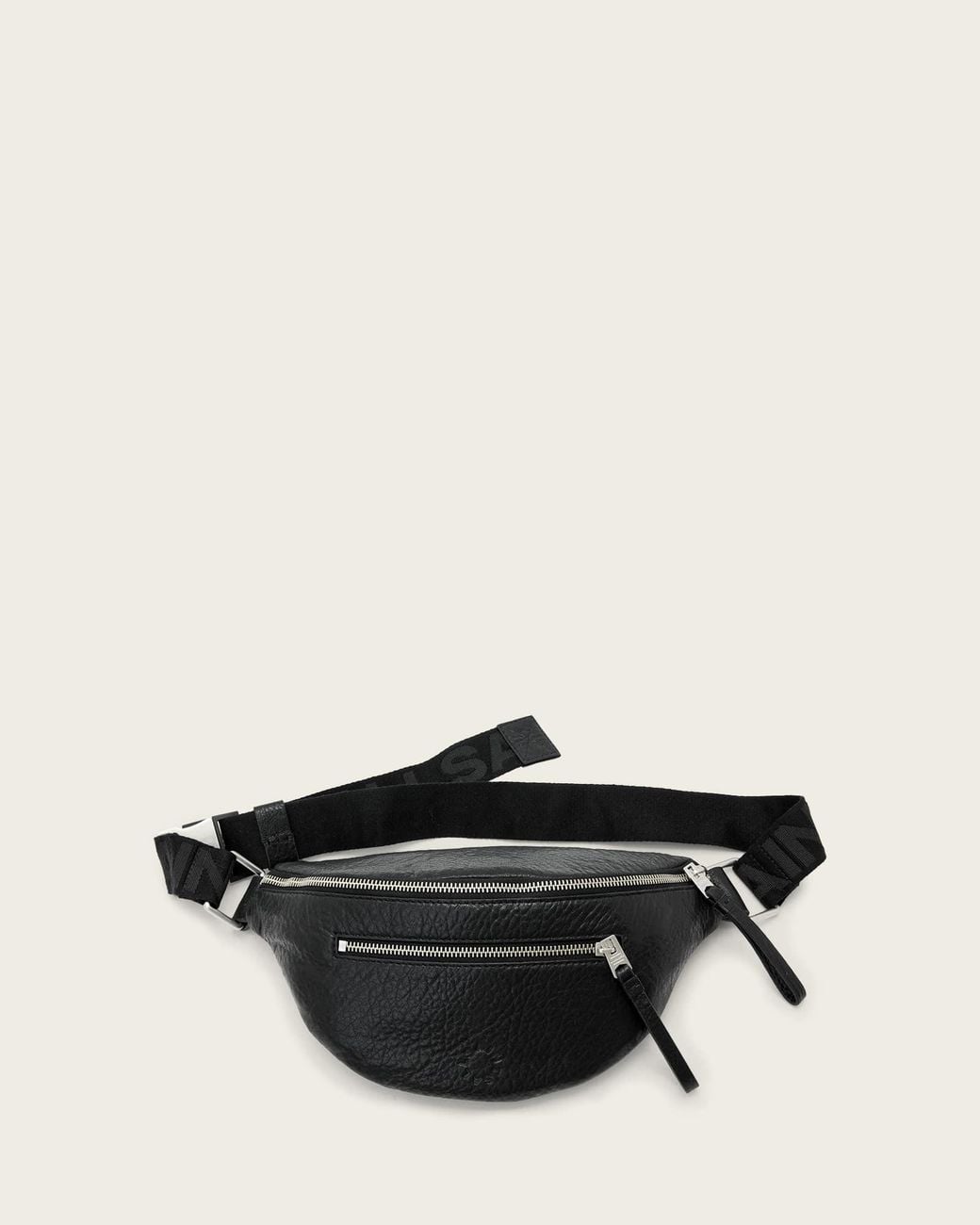 AllSaints Black Itoko Leather Bum Bag for men