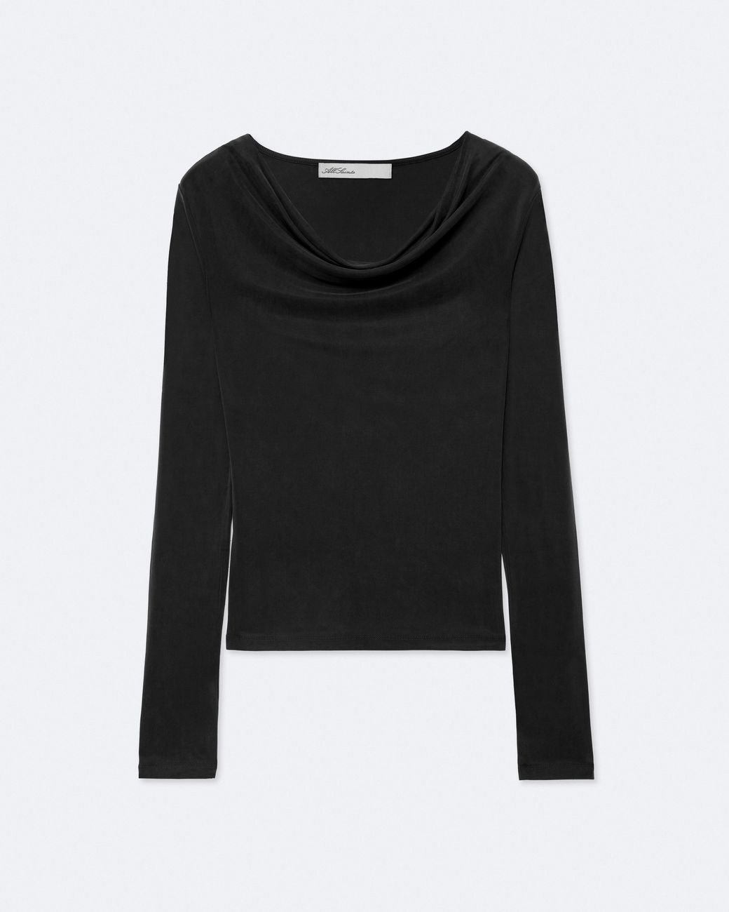 AllSaints Black Lilla Cowl-Neck Slim-Fit Dress