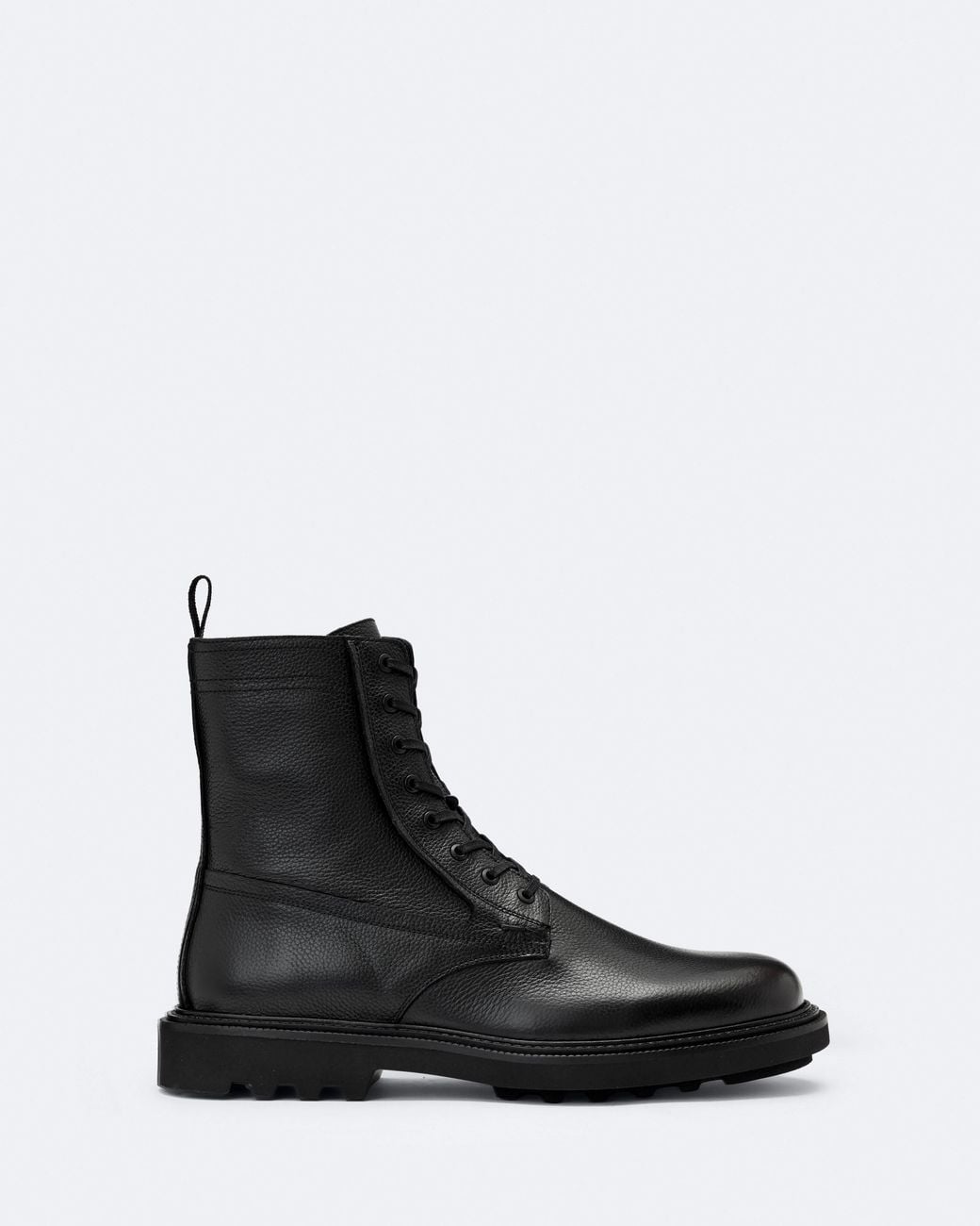 AllSaints Black Niles Leather Military Boots for men