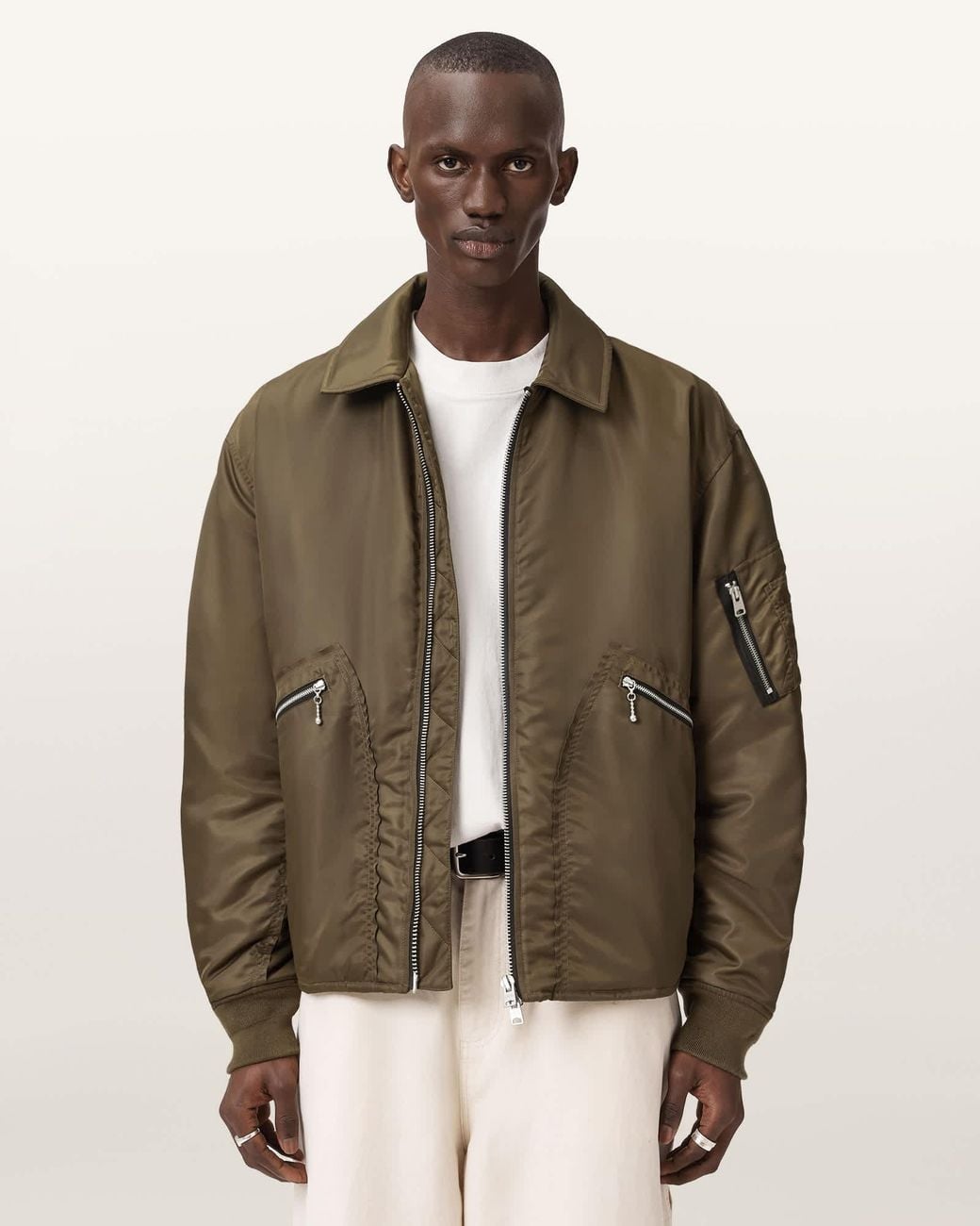 AllSaints Brown Fallon Bomber Jacket for men