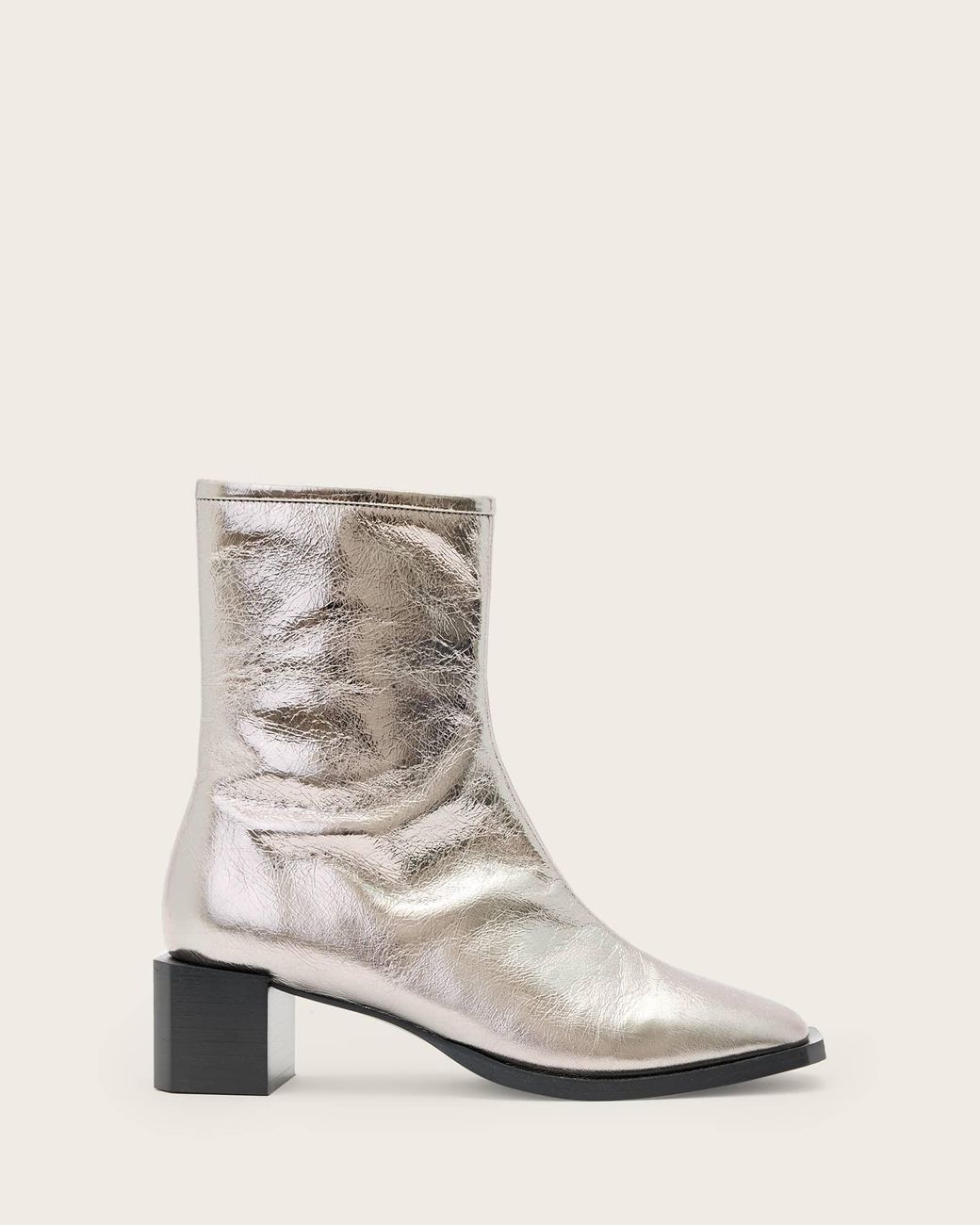 AllSaints White Avril Leather Metallic Boots