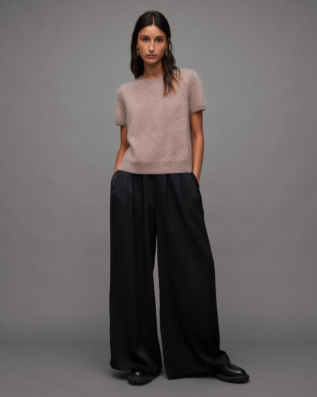 tシャツ REBEL BRUSHED CASHMERE KNITTED T-SHIRT | REBEL ブラッシュ カシミヤ ニット Tシャツ レディ REBEL BRUSHED CASHMERE KNITTED T-SHIRT | REBEL