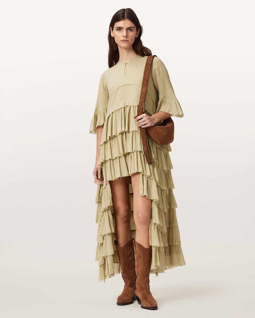 AllSaints Natural Cavarly Short Sleeve Maxi Dress