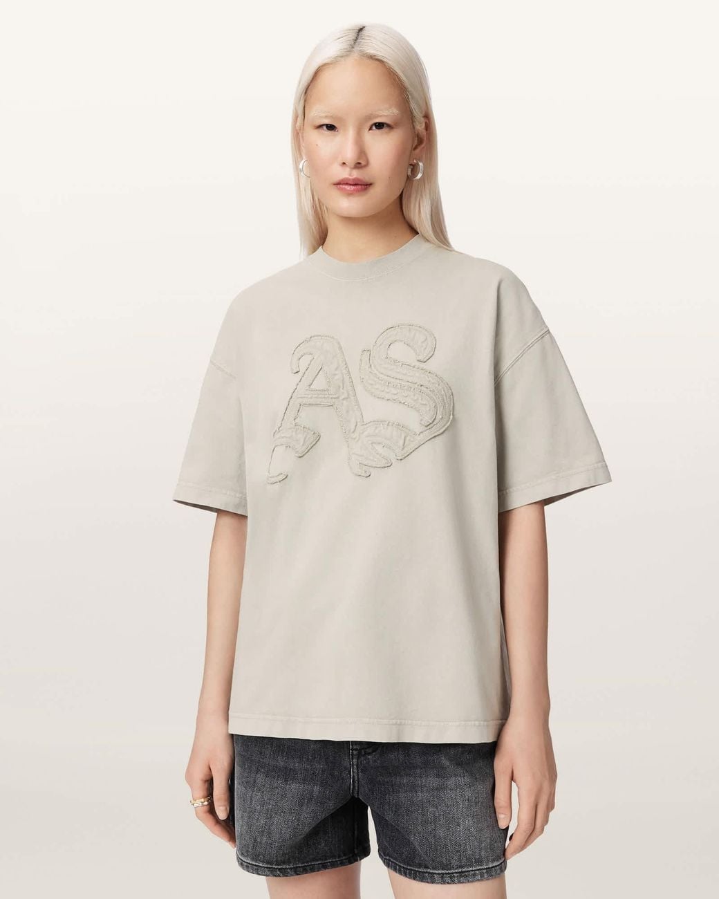 AllSaints Natural Insignia Oversized Etta T-Shirt