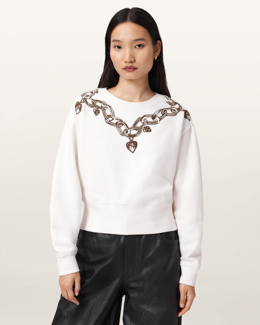 AllSaints White Drip Separo Embellished Sweatshirt