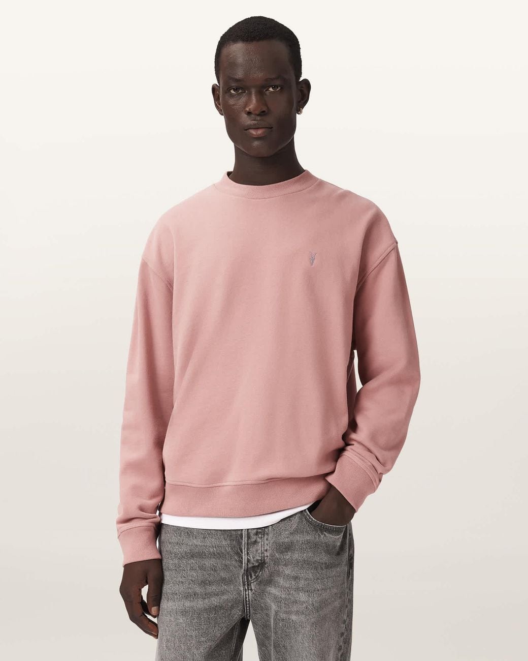 AllSaints Pink Asher Ramskull Oversized Sweatshirt for men