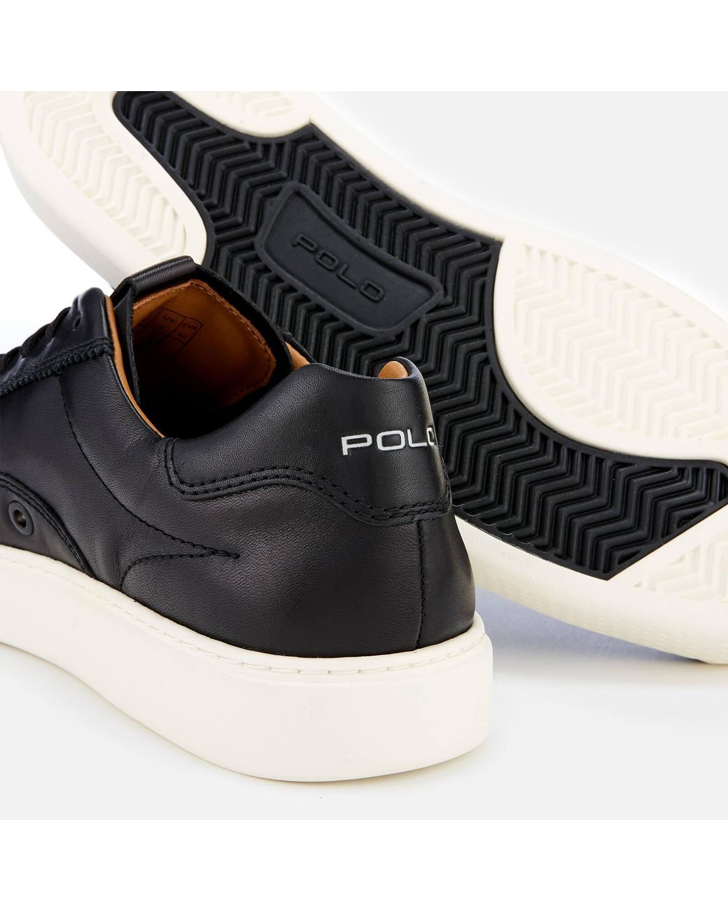 Polo Ralph Lauren Court 100 Leather Sneaker in Black for Men | Lyst  Australia