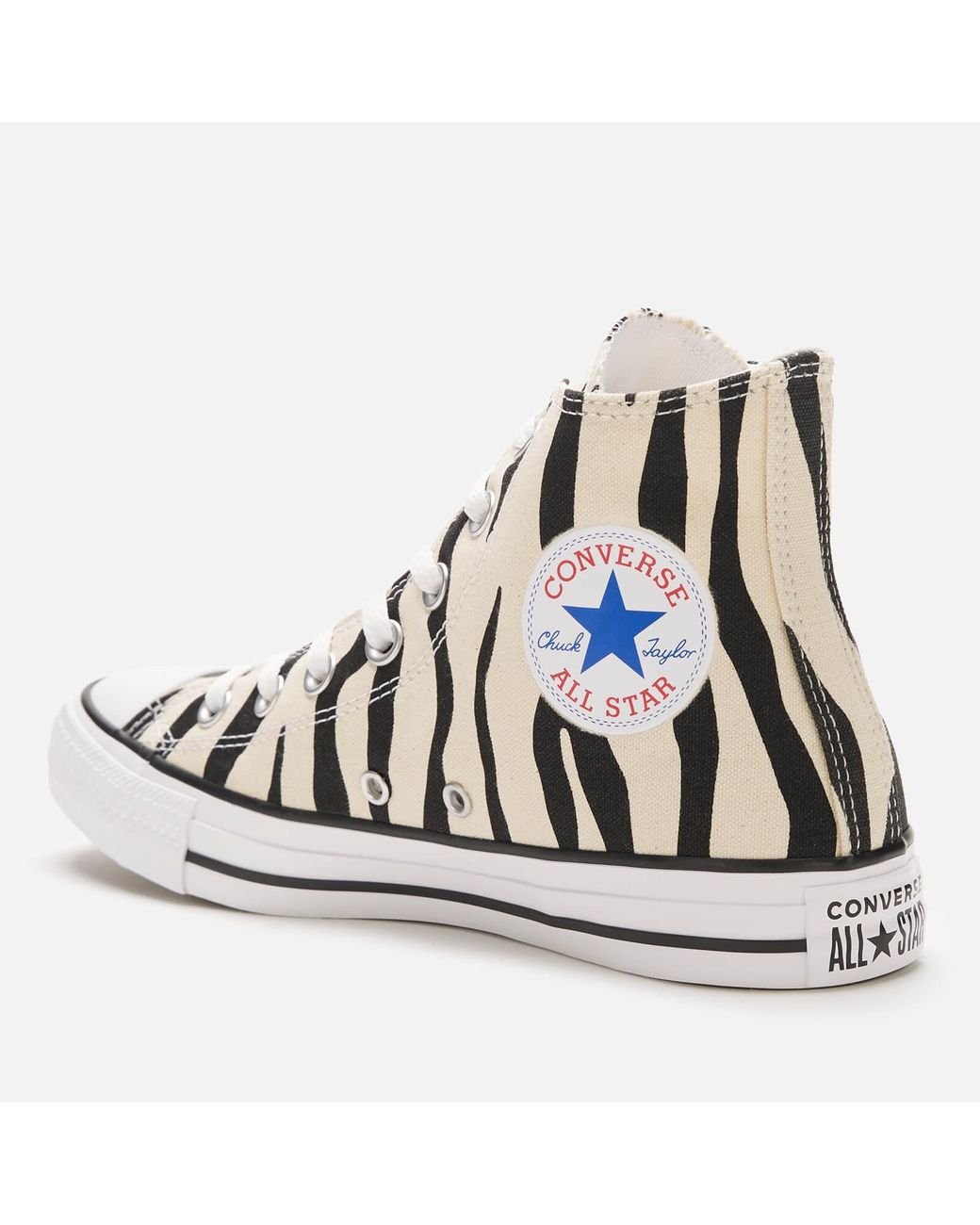 Converse Chuck Taylor All Star Hi Trainers With Zebra Print in Natural |  Lyst