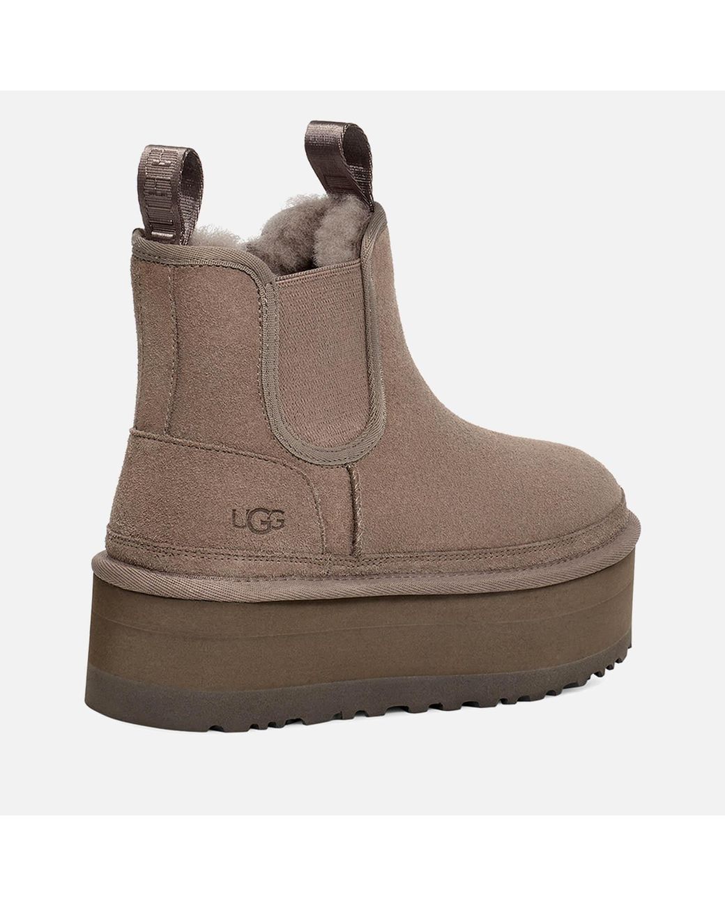 UGG Neumel Platform Sheepskin And Suede Chelsea Boots in Brown | Lyst