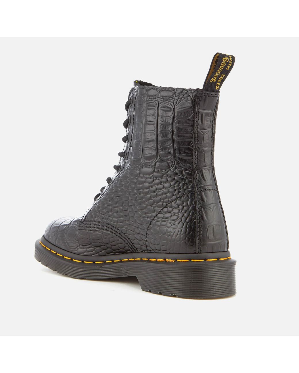 Dr. Martens Pascal Croc Leather 8-eye Lace Up Boots in Lyst