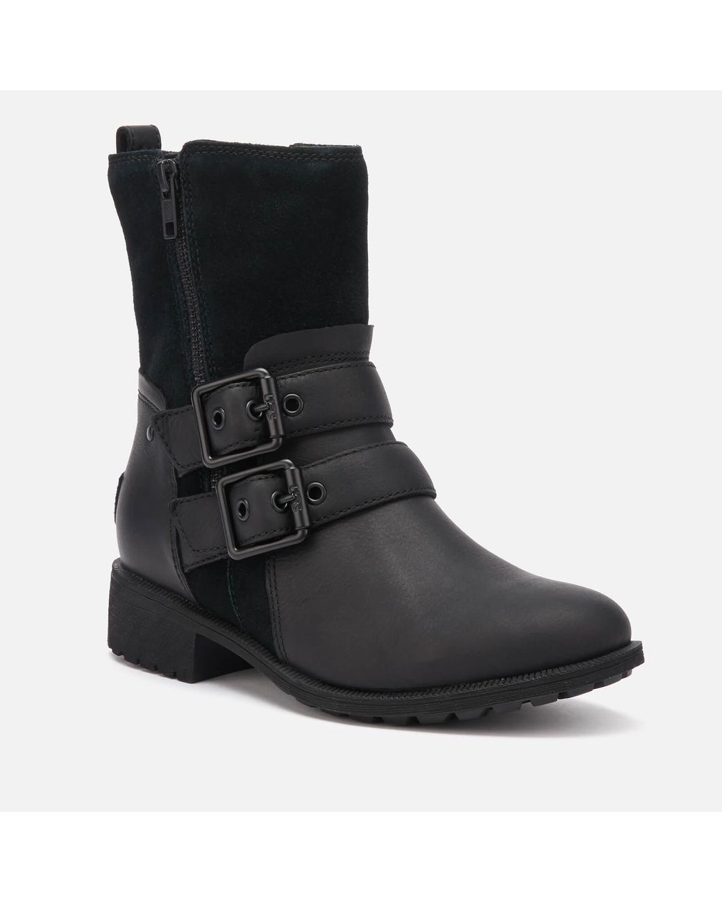 UGG Wilde Suede & Leather Combat Boots in Black Leather (Black) | Lyst
