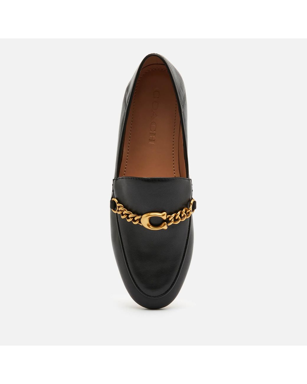 COACH Helena C Chain Leather Loafers in Black - Lyst