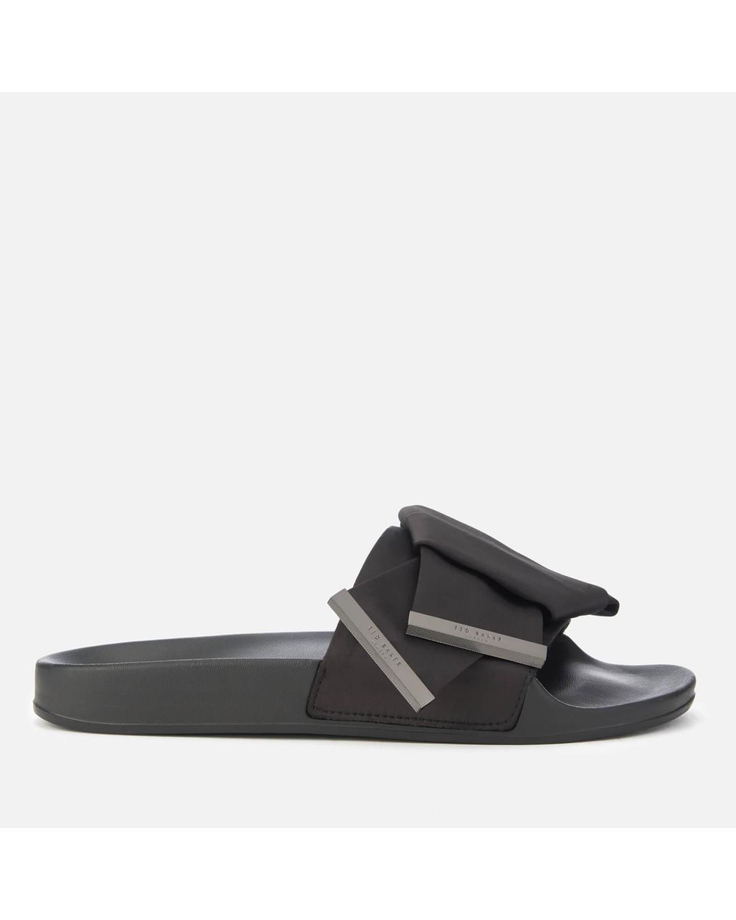 Ted Baker Bleful Satin Bow Slide Sandals in Black Lyst