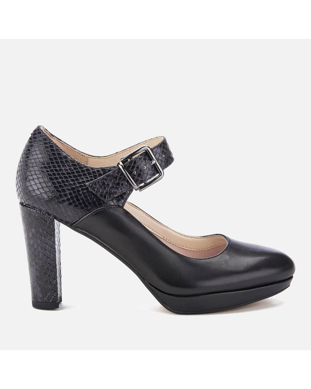 Clarks Kendra Gaby Leather Mary Jane Heels in Black | Lyst Canada